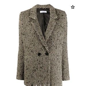 Anine Bing Fishbone Blazer in cream/black, size M